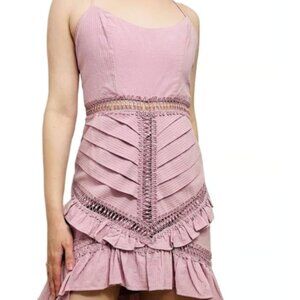 Selfie Leslie Dress Mini Cut Out Waist Ruffle Coquette Pastel Pink Dainty Medium